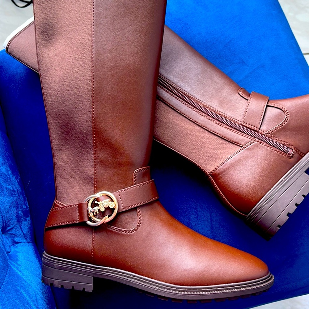 Brand new Coach leather brown boots .